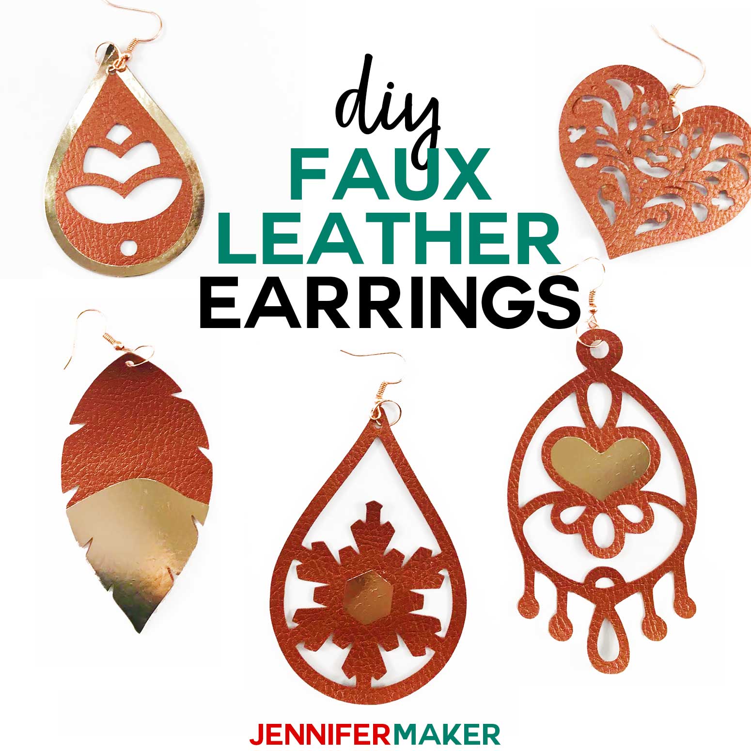 Faux Leather Earrings with Cricut - Jennifer Maker
